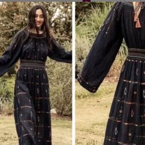 Doen embroidered Joni dress, gauzy summer piece, generous M